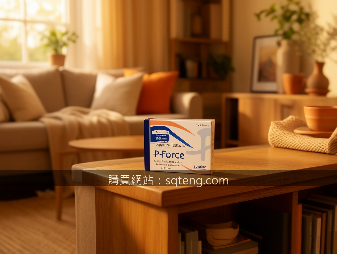Cozy home lifestyle product photography.
Subject: Place the P-Force Sildenafil &