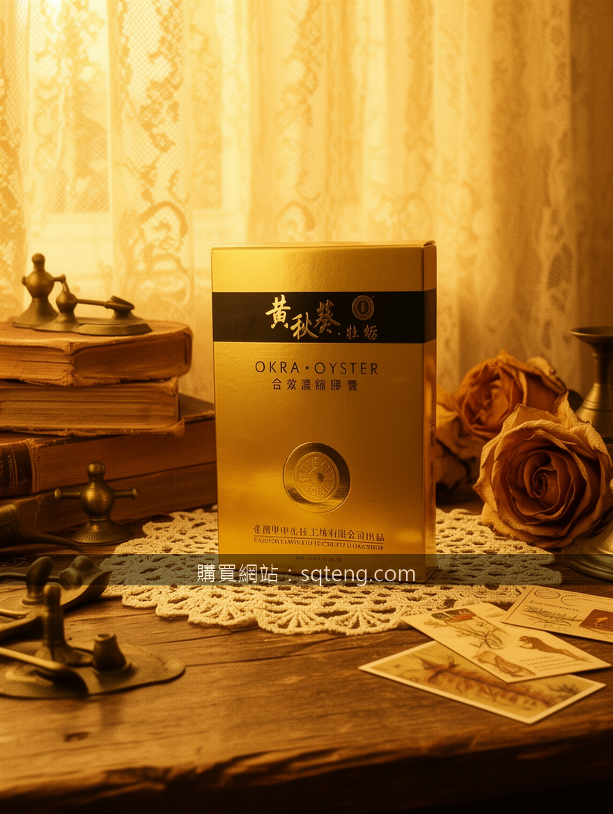 VINTAGE FILM PHOTOGRAPHY with sepia tones. Place the Okra Oyster Extract Capsule