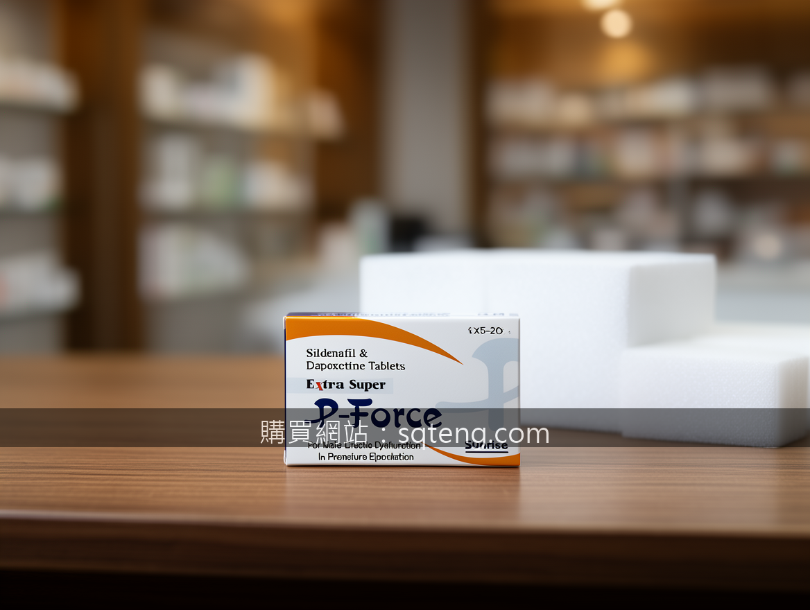Luxury scene product photography. Place the P-Force Extra Super Sildenafil & Dap