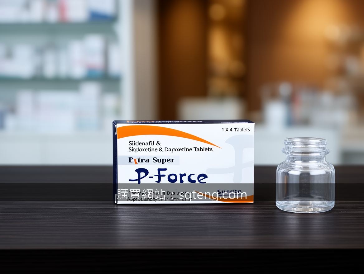 Luxury scene product photography. Place the P-Force Sildenafil & Dapoxetine Tabl