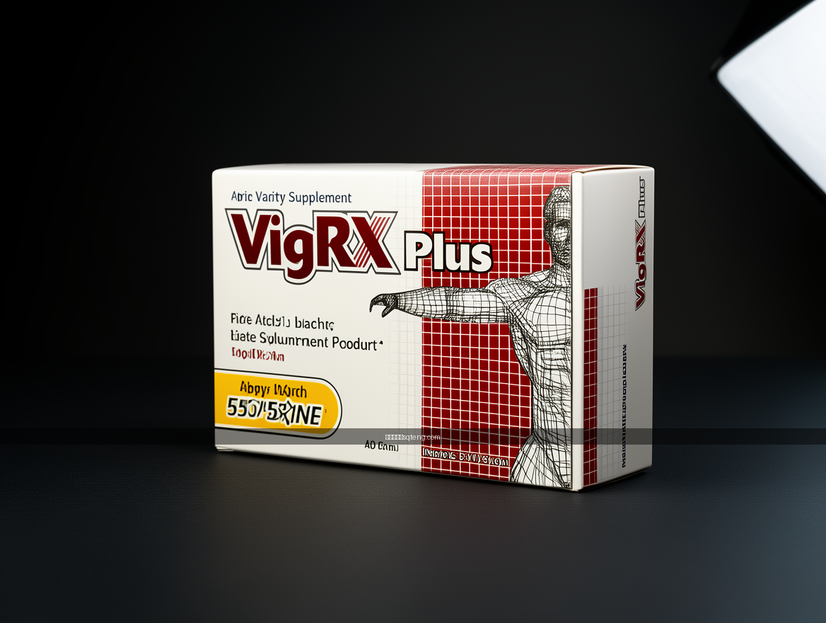 Editorial product photography on dark background. Photograph the VigRX Plus Diet
